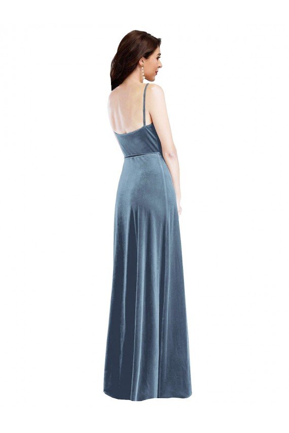 Velvet Wrap Maxi Bridesmaid Dress / Prom Dress with Pockets Bristol