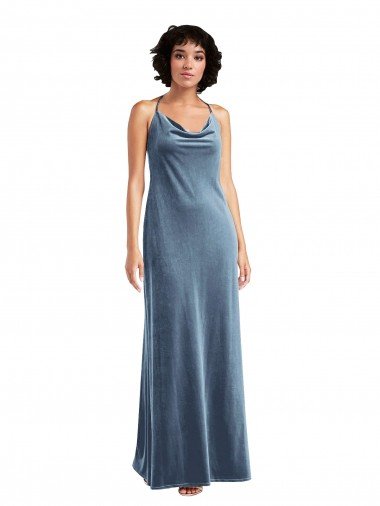 Cowl Neck Velvet Maxi Slip Prom Dress Bristol