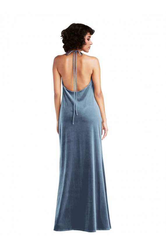 Cowl Neck Velvet Maxi Slip Prom Dress Bristol