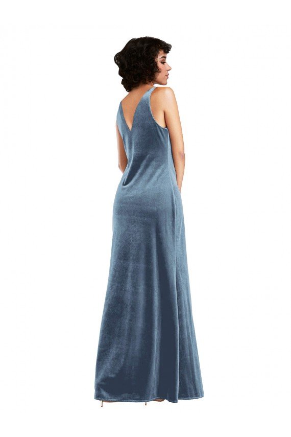 Floor Length Cowl Neck Long Stretch Velvet Maxi Bridesmaid Dress / Prom Dress Bristol
