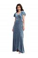 Flutter Sleeve Velvet Wrap Maxi Bridesmaid Dress / Prom Dress with Pockets Bristol