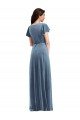 Flutter Sleeve Velvet Wrap Maxi Bridesmaid Dress / Prom Dress with Pockets Bristol