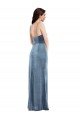 Spaghetti Strap Formal Velvet Maxi Bridesmaid Dress / Prom Dress with Draped Skirt Bristol