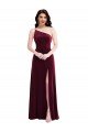 One Shoulder Spaghetti Strap Velvet Maxi Bridesmaid Dress / Prom Dress with Pockets Bristol
