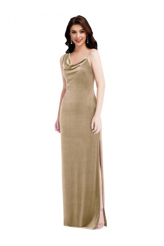 Asymmetrical One Shoulder Formal Velvet Maxi Slip Bridesmaid Dress / Prom Dress Bristol