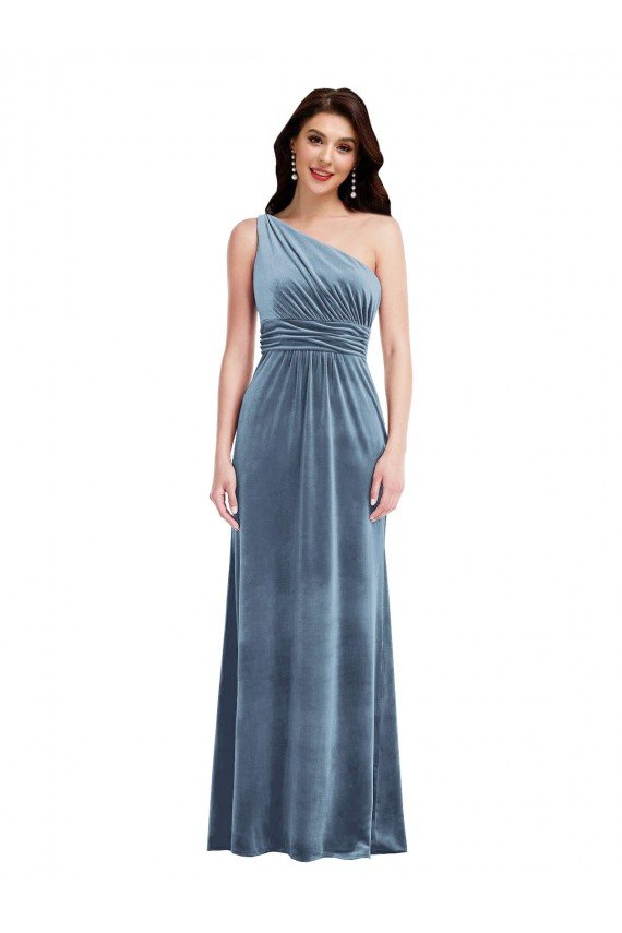 One Shoulder Draped Velvet Maxi Bridesmaid Dress / Prom Dress Bristol