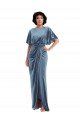 Flutter Sleeve Open Back Velvet Maxi Bridesmaid Dress / Prom Dress with Draped Wrap Skirt Bristol