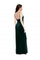 Straight Neckline Spaghetti Straps Long Velvet Bridesmaid Dress / Prom Dress with High Side Slit Bristol