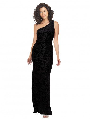 One Shoulder Long Sheath Sleeveless Floral Velvet Bridesmaid Dress Bristol