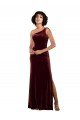 Formal One Shoulder Floor-Length Velvet Bridesmaid Dress / Prom Dress Bristol