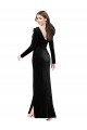 Long Sleeves Formal Velvet Bridesmaid Dress / Prom Dress with V-Neckline and Thigh Slit Bristol