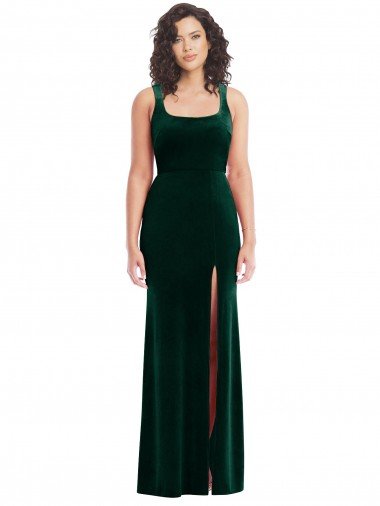 Square Neck Long Velvet Maxi Bridesmaid Dress / Prom Dress Bristol