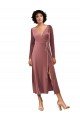 Long Sleeve Velvet Faux Wrap Midi Length Bridesmaid Dress / Prom Dress Bristol