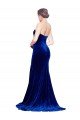 Strapless Ruched Formal Velvet Bridesmaid Dress / Prom Dress with Sweep Train and Front Slit Bristol