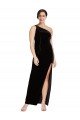 One Shoulder Long Formal Velvet Bridesmaid Dress / Prom Dress with Side Split and Shoulder Tie Bristol
