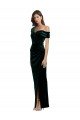Long Asymmetric Neckline Ruched Formal Velvet Bridesmaid Dress / Prom Dress Bristol