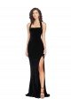 Halter Neck Wide Straps Long Velvet Bridesmaid Dress / Prom Dress with Side Split Bristol