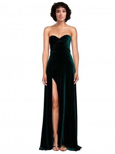 Sweetheart Fluid Velvet Bridesmaid Dress / Prom Dress with High Split Bristol